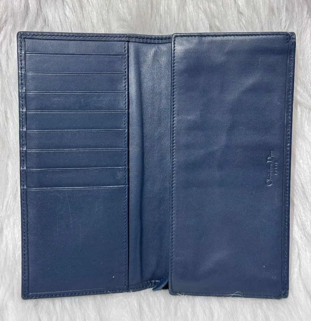 Dior Christian Dior Trotter Oblique Bifold Long Wallet Navy Canvas Good - Inside View