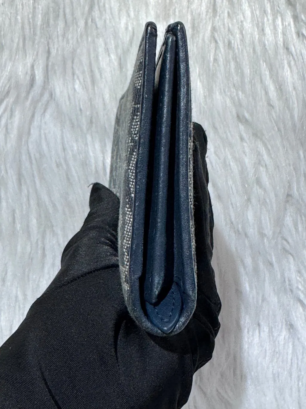 Dior Christian Dior Trotter Oblique Bifold Long Wallet Navy Canvas Good - Box View
