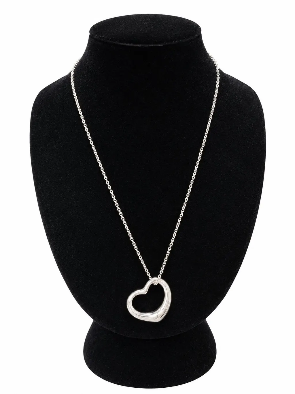 Tiffany & Co Open Heart Necklace Elsa Peretti Silver Silver Lace Good - Back View