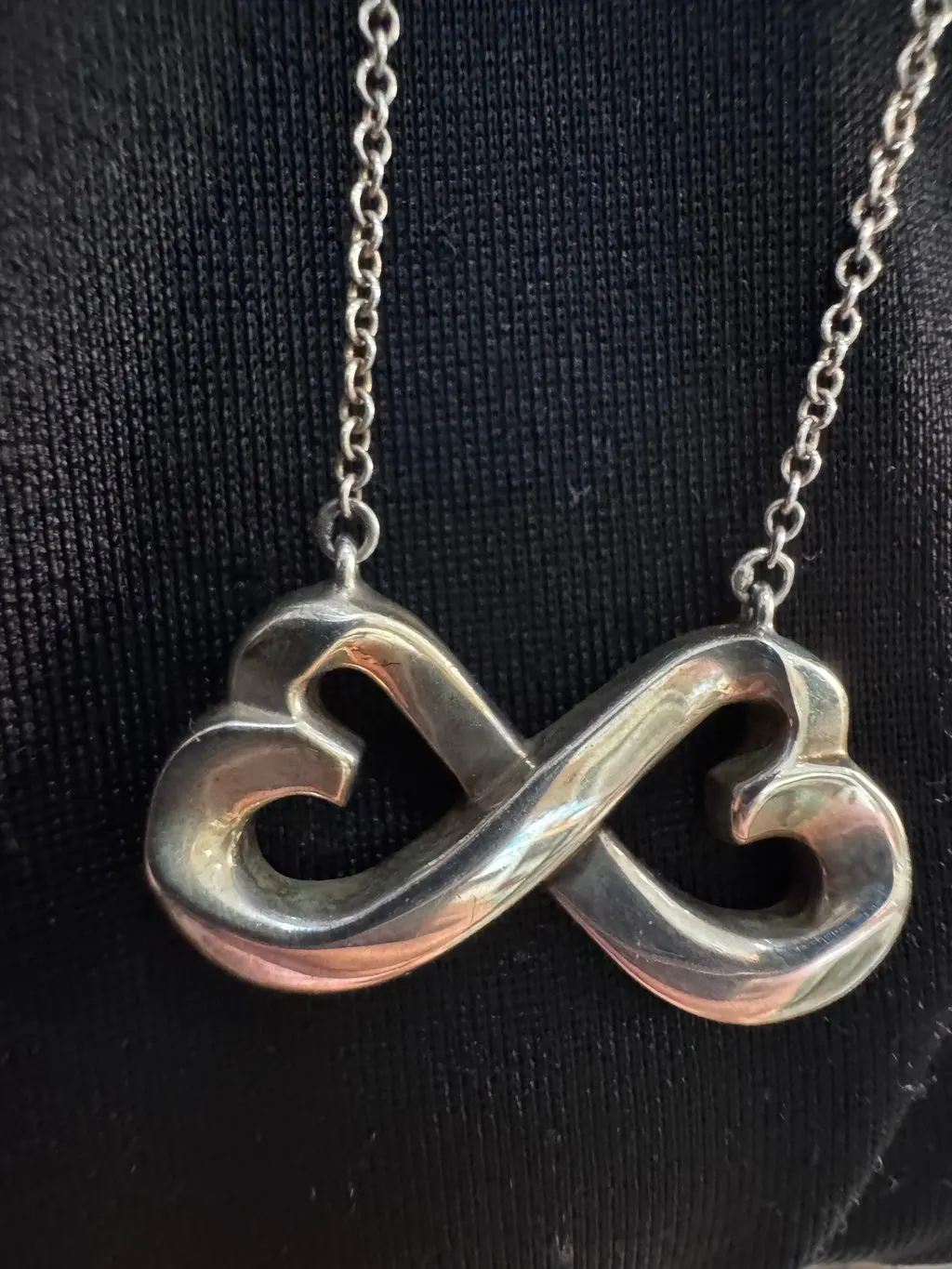 Tiffany & Co Double Heart Infinity Necklace Paloma Picasso Silver Silver Lace Good - Model View