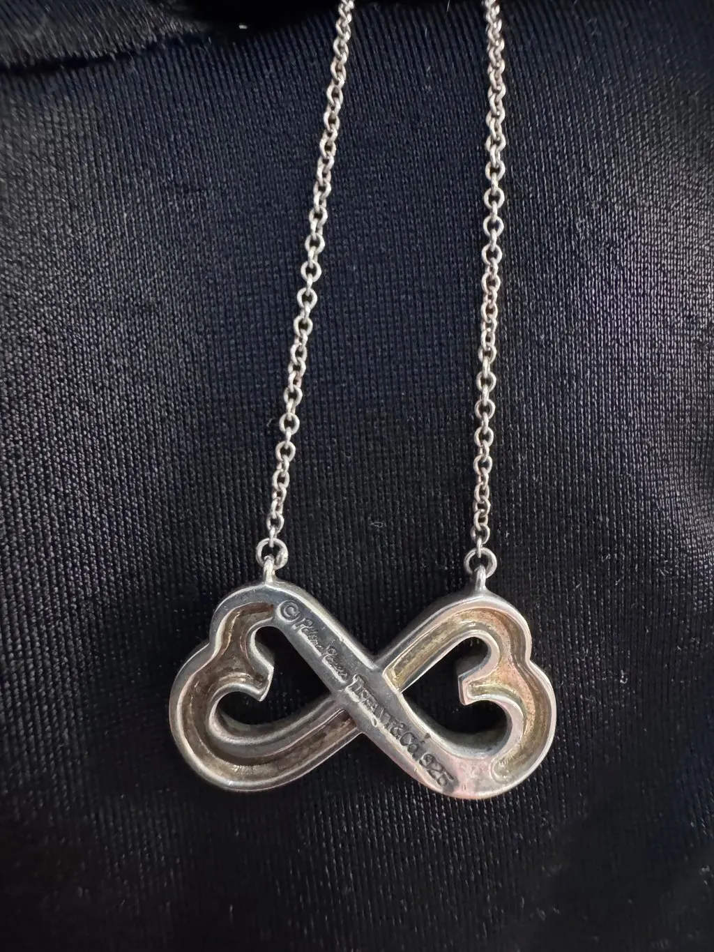 Tiffany & Co Double Heart Infinity Necklace Paloma Picasso Silver Silver Lace Good - Box View