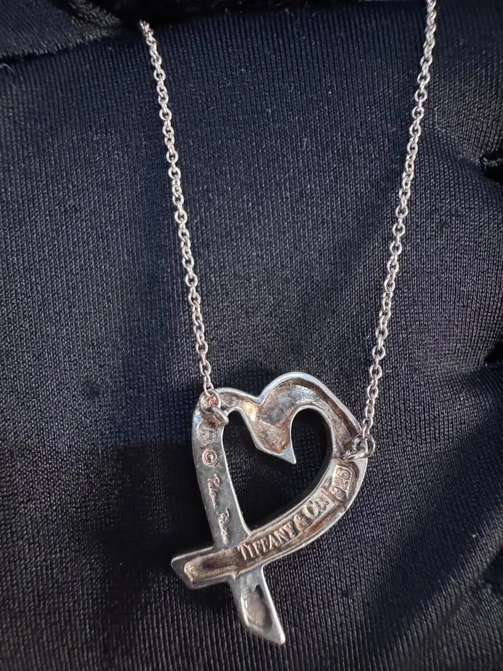 Tiffany & Co Loving Heart Necklace Paloma Picasso Silver Silver Lace Good - Box View