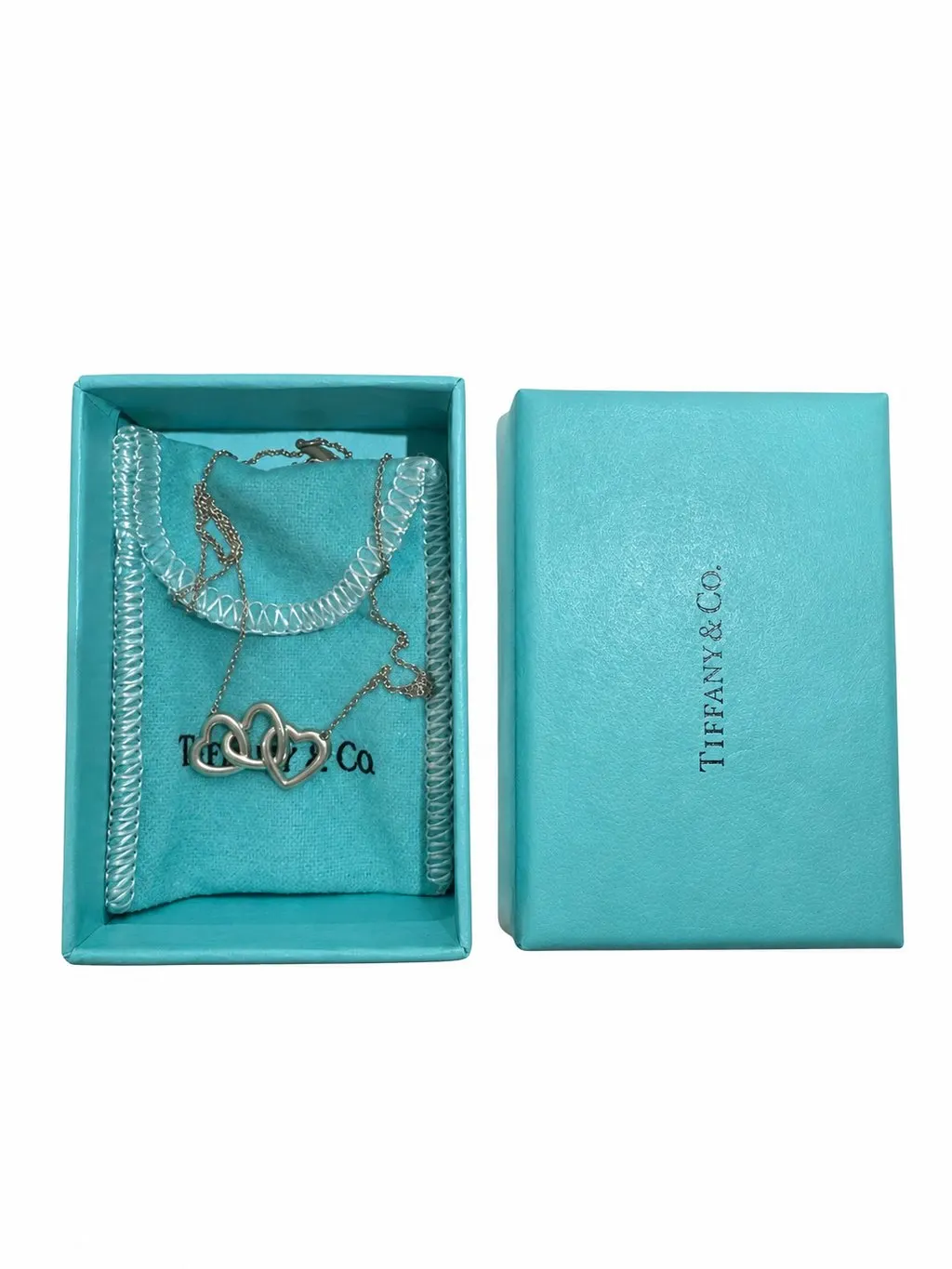 Tiffany & Co Triple Heart Necklace Silver Silver Lace Good - Inside View