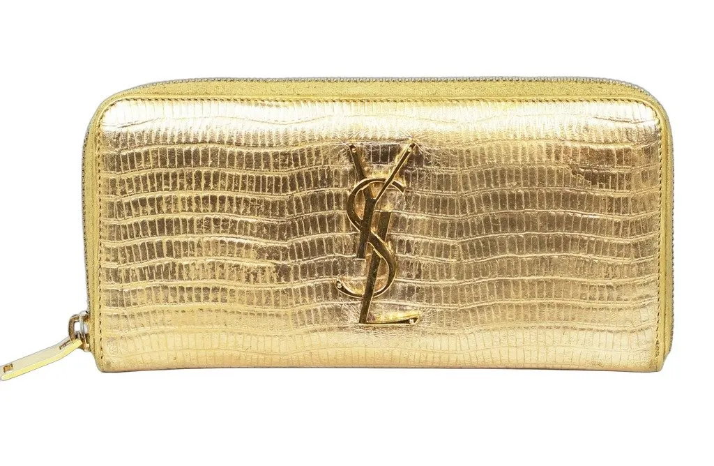 Saint Laurent Zip around long wallet -gold