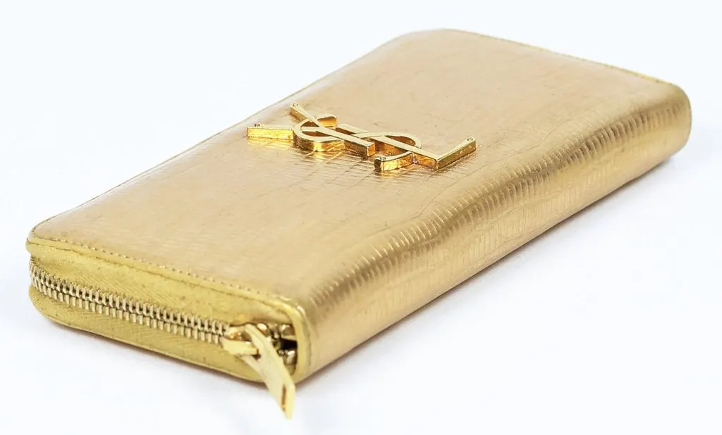 Saint Laurent Zip around long wallet -gold Gold Canvas Good - Inside View