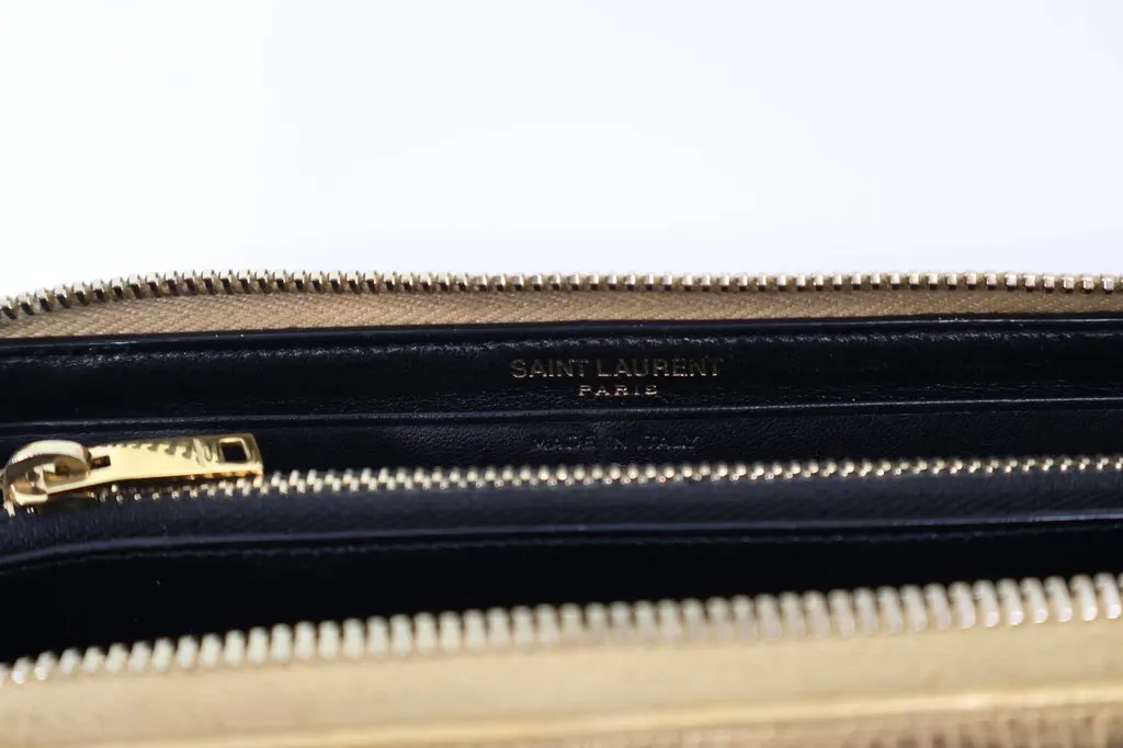 Saint Laurent Zip around long wallet -gold Gold Canvas Good - Box View