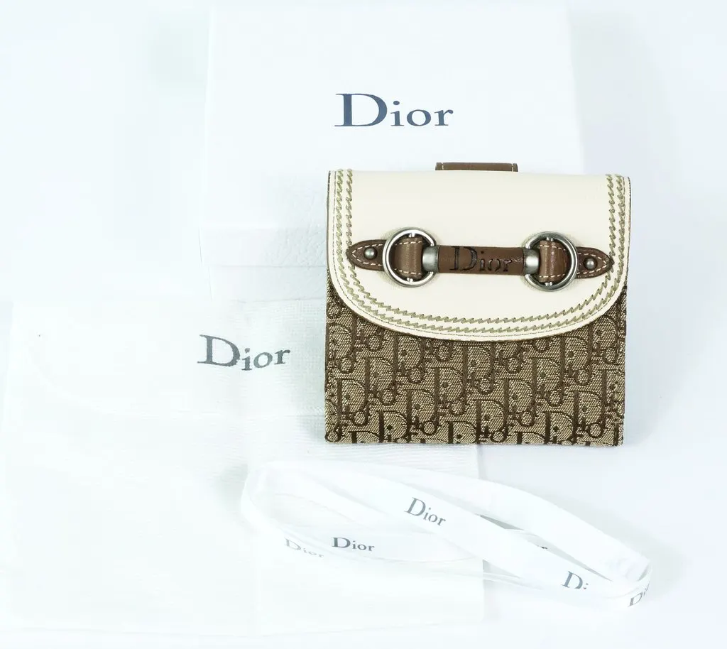 Dior Christian Dior Bifold Trotter Beige Wallet Beige Leather Good - Back View