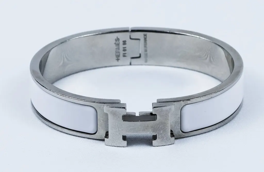 Hermès Clic Clac H White Enamel Palladium Plated Narrow Bracelet PM White Very good - Inside View