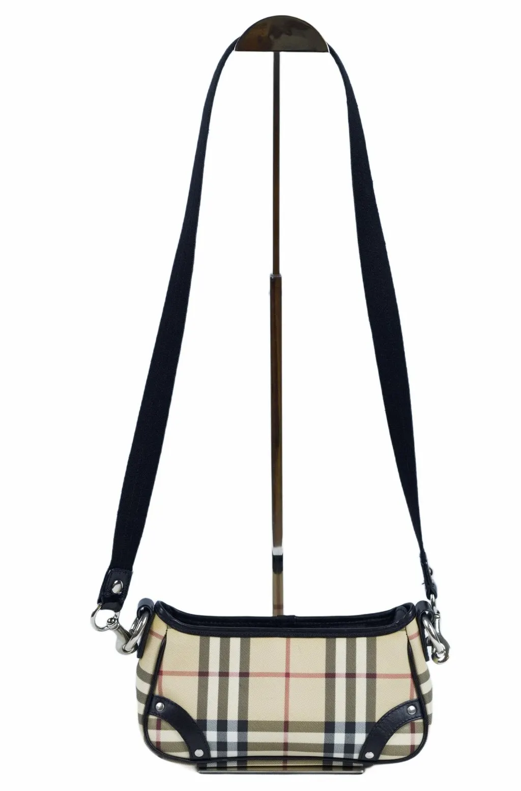 Burberry House Check mini baguette crossbody bag Brown Canvas Good - Inside View