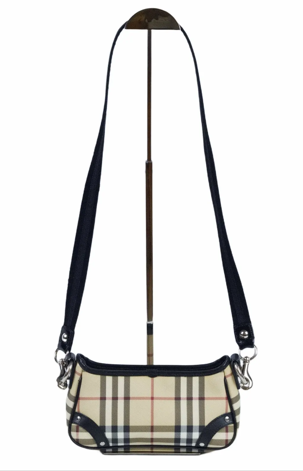 Burberry House Check mini baguette crossbody bag Brown Canvas Good - Box View