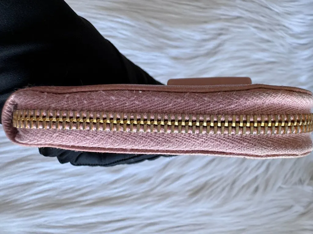 Prada Pink Saffiano Bow Zip Long wallet Pink Leather Good - Inside View