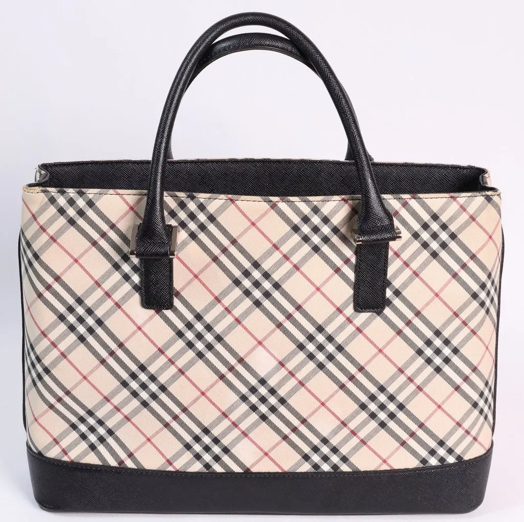 Burberry Nova Check Canvas Tote bag Silver Canvas Good - Back View
