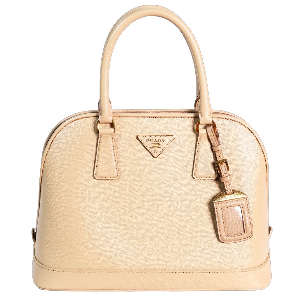 Prada Beige Saffiano Lux Open Two-Way Bag Beige Medium Leath
