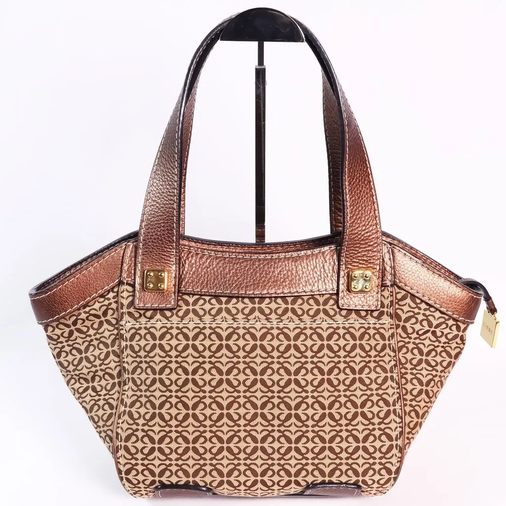 Loewe Anagram Tote Bag Brown Brown Canvas Good - Inside View