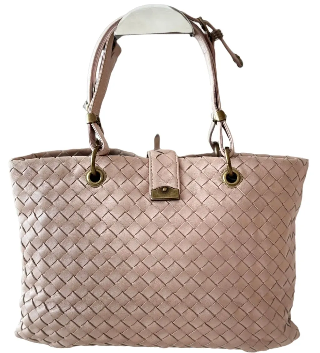 Bottega Veneta Intrecciato Handbag Pink Leather Good - Back View