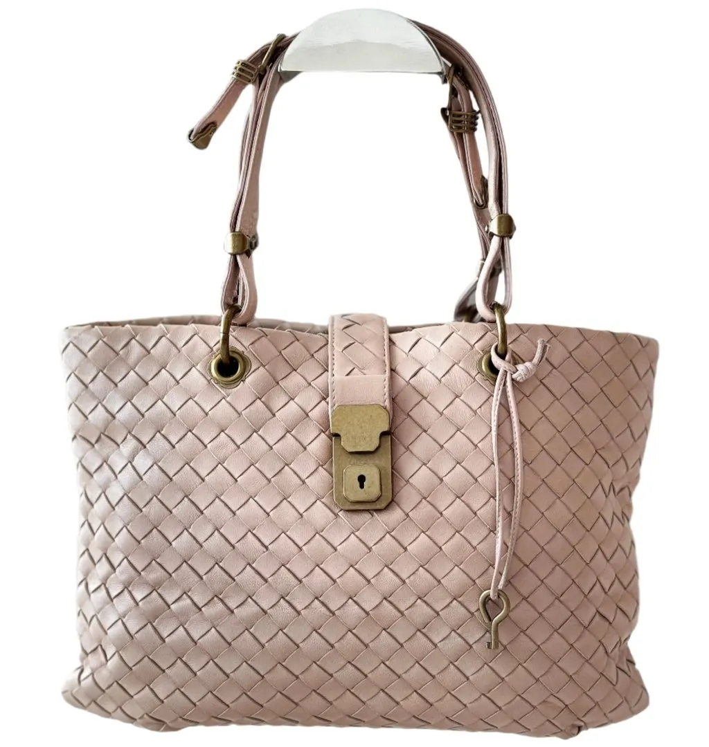 Bottega Veneta Intrecciato Handbag Pink Leather Good - Inside View