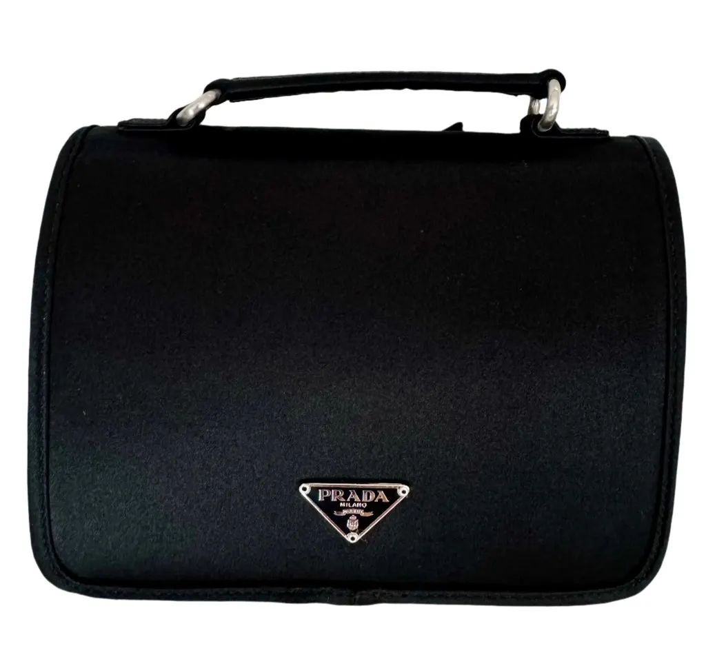 Prada Raso Mini Handbag Black Black Satin Good - Back View