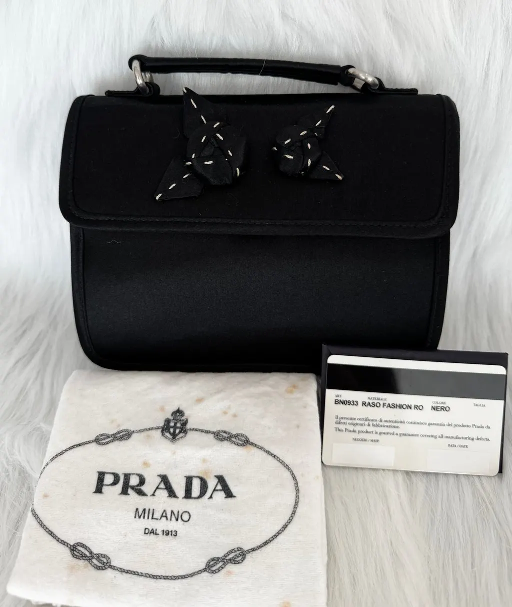 Prada Raso Mini Handbag Black Black Satin Good - Model View