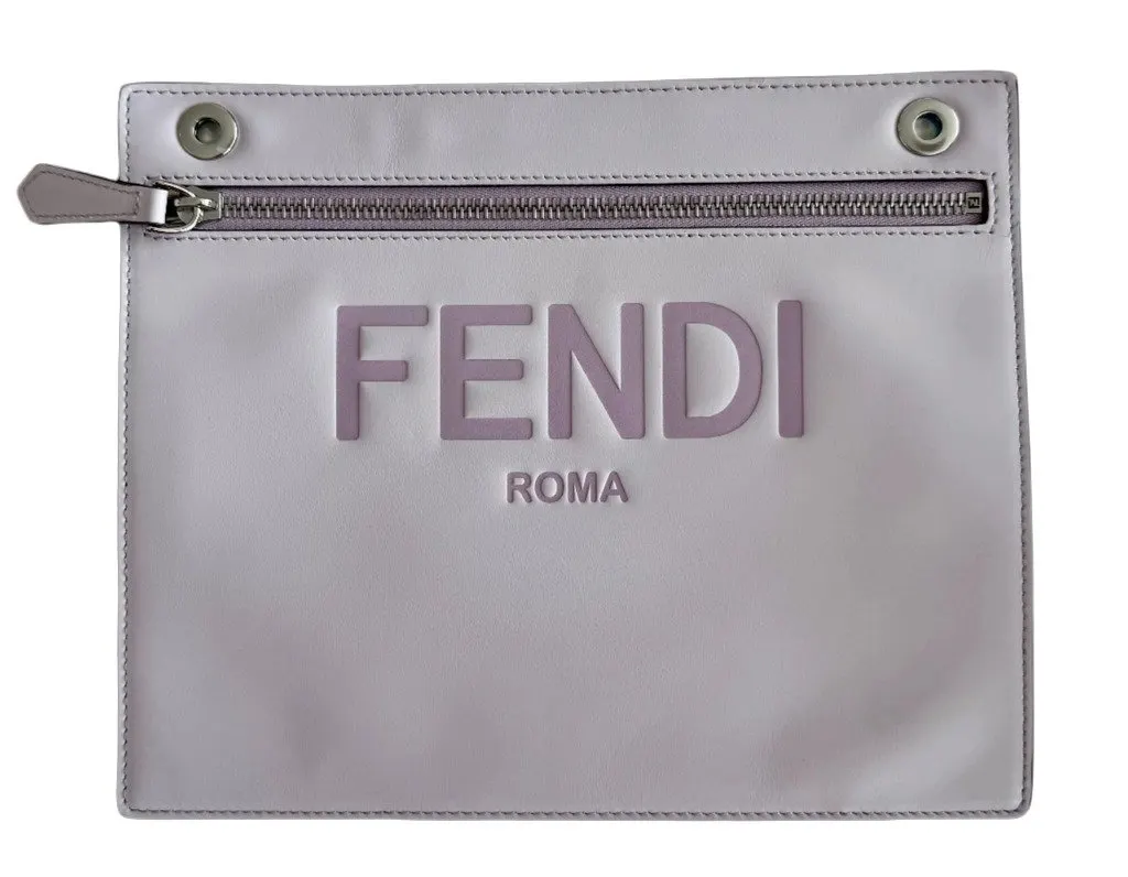 Fendi Roma Flat Pouch Monogram Purple Purple Leather Never worn - Front View