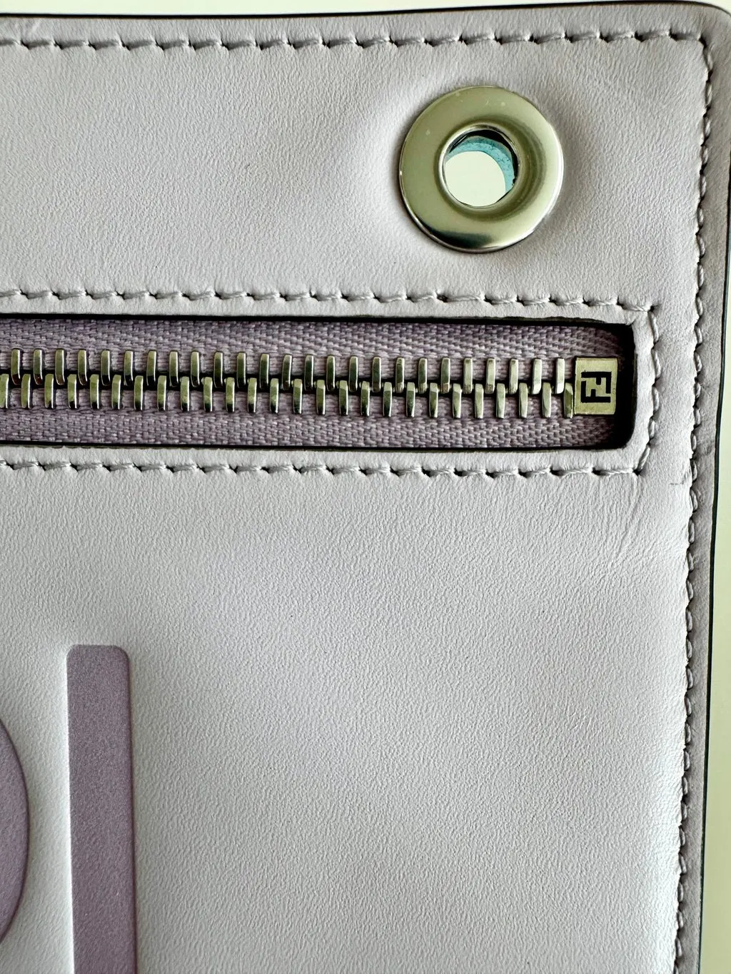 Fendi Roma Flat Pouch Monogram Purple Purple Leather Never worn - Inside View