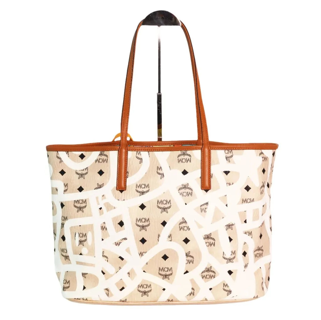 MCM Graffiti Reversible Limited Edition Tote Bag Brown Canvas Very good - Back View