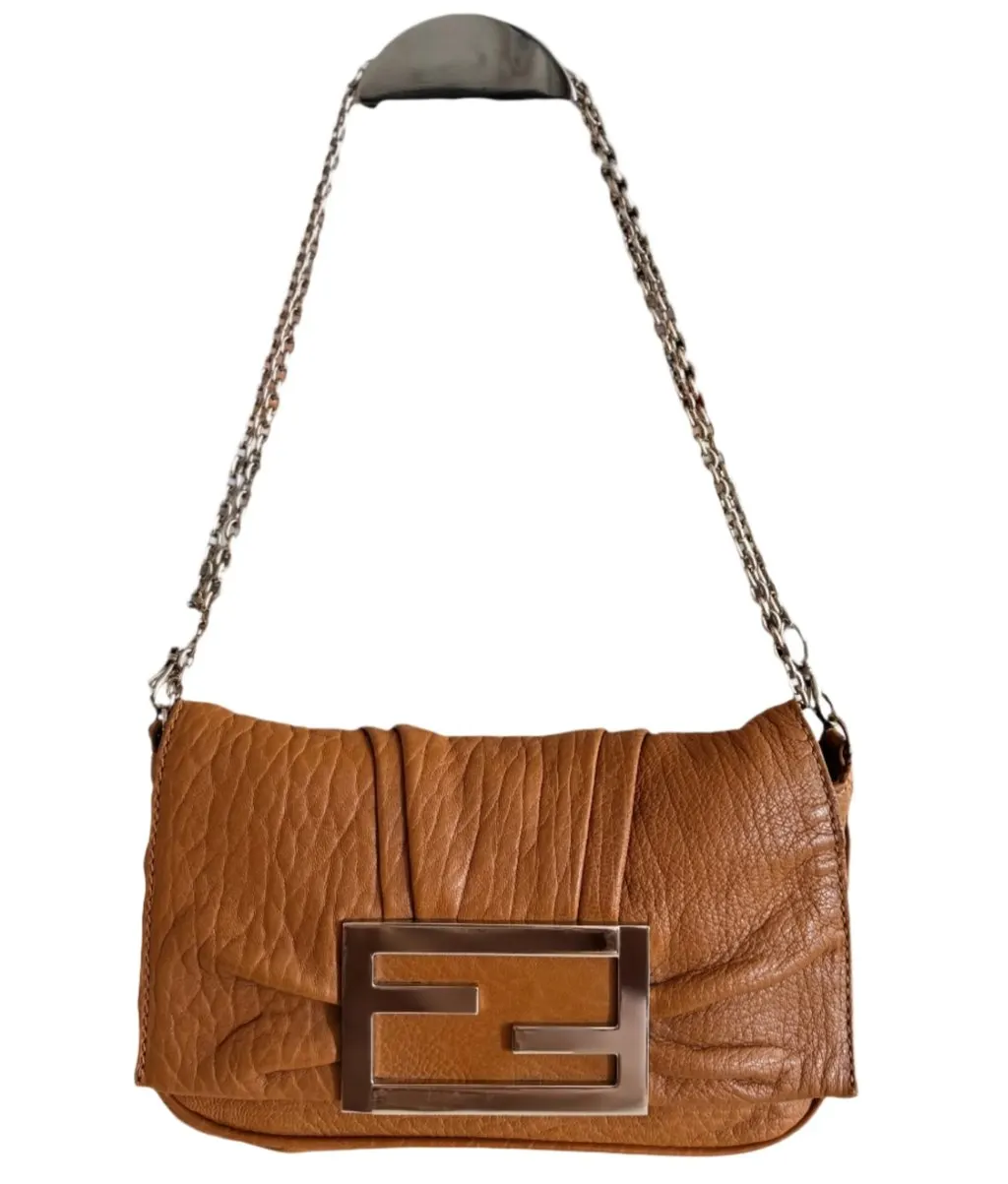 Fendi Mia Crossbody bag Brown Leather Good - Front View