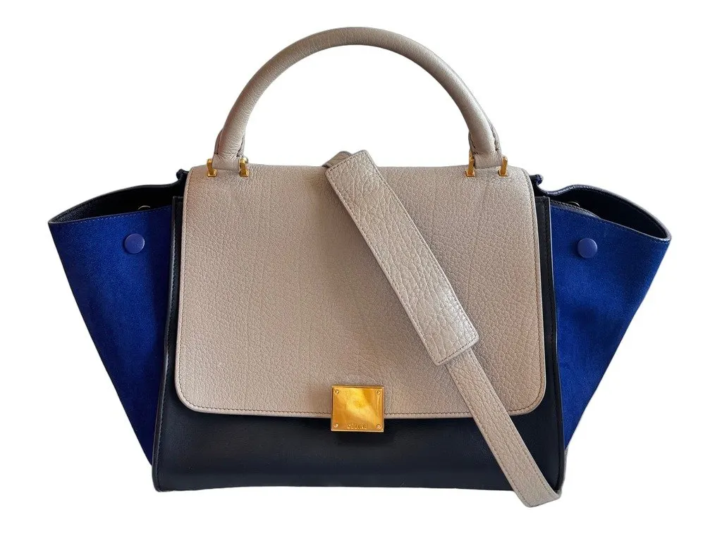 Celine Trapeze Tricolor Small Leather Two way handbag Black Leather Good - Front View