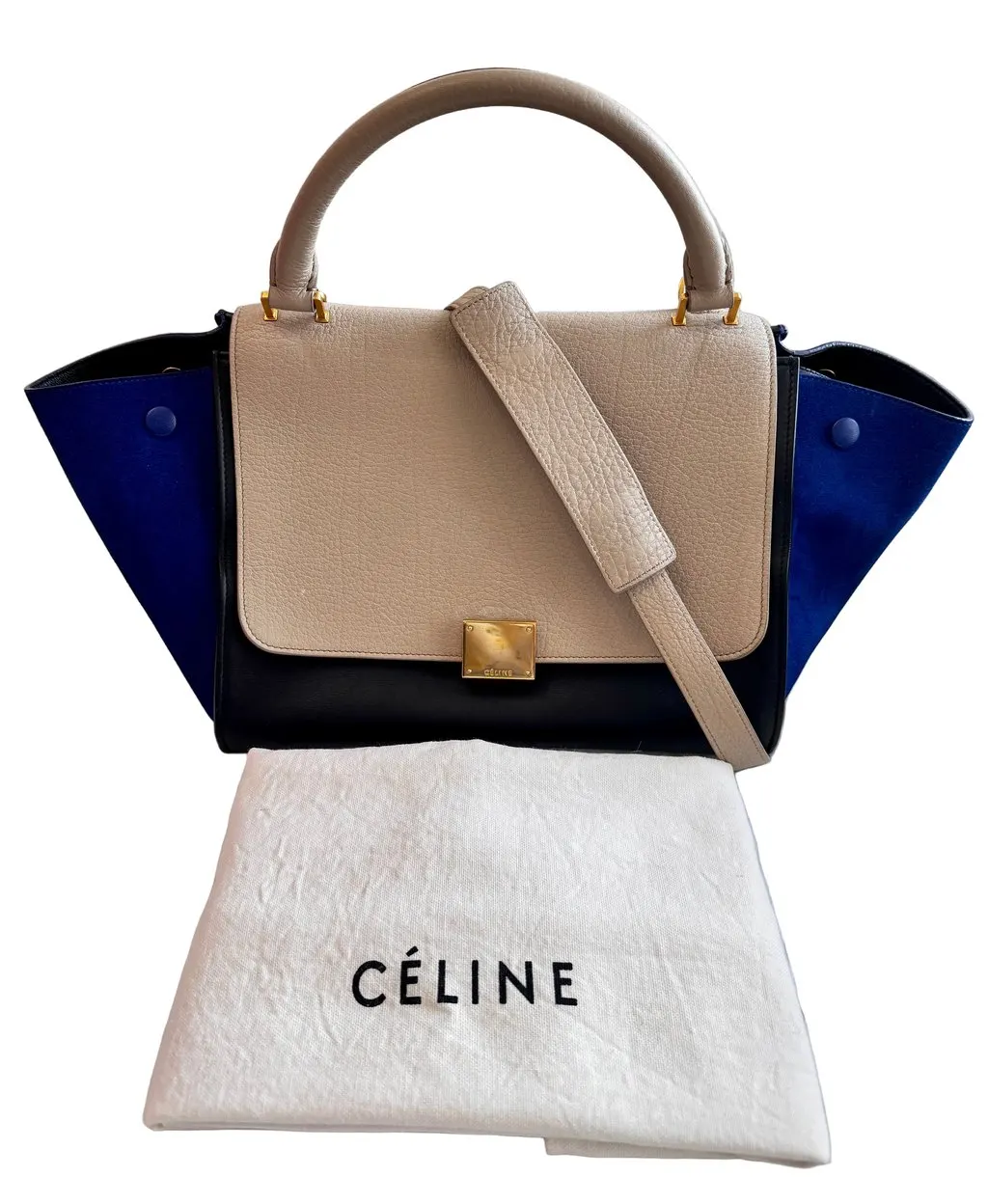Celine Trapeze Tricolor Small Leather Two way handbag Black Leather Good - Back View