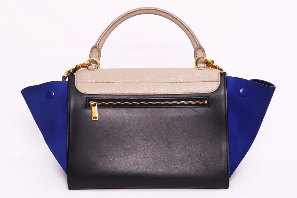 Celine Trapeze Tricolor Small Leather Two way handbag Black Leather Good - Model View