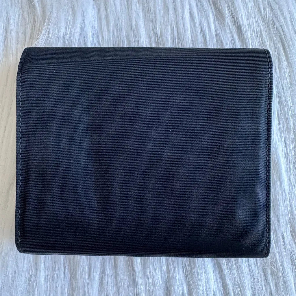 Prada Nylon Small Trifold Wallet Black Black Polyamide Good - Inside View