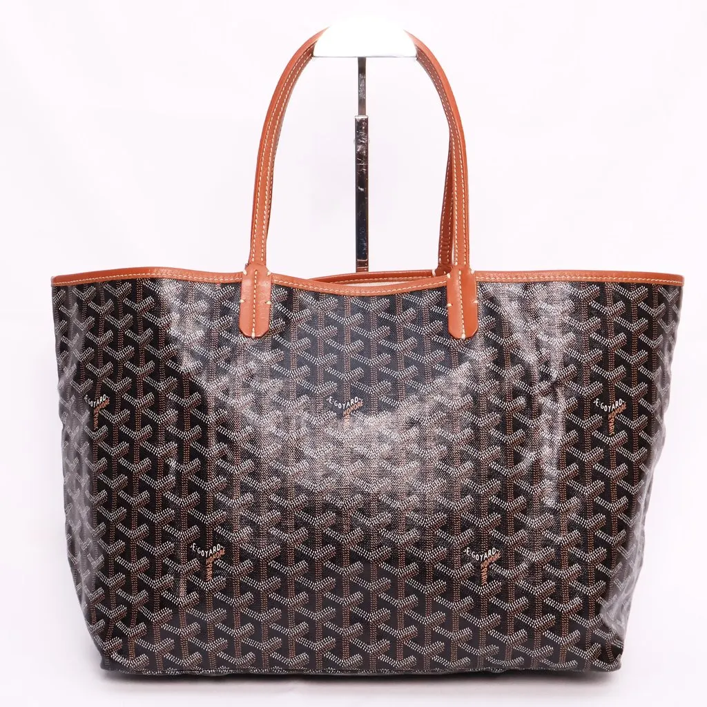 Goyard Saint Louis PM Tote Bag -Black & Tan Black Canvas Good - Back View