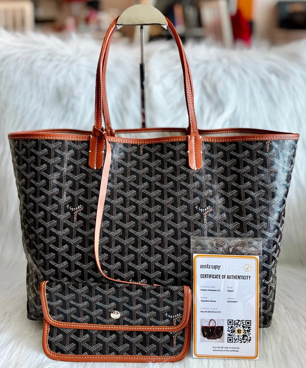 Goyard Saint Louis PM Tote Bag -Black & Tan Black Canvas Good - Model View