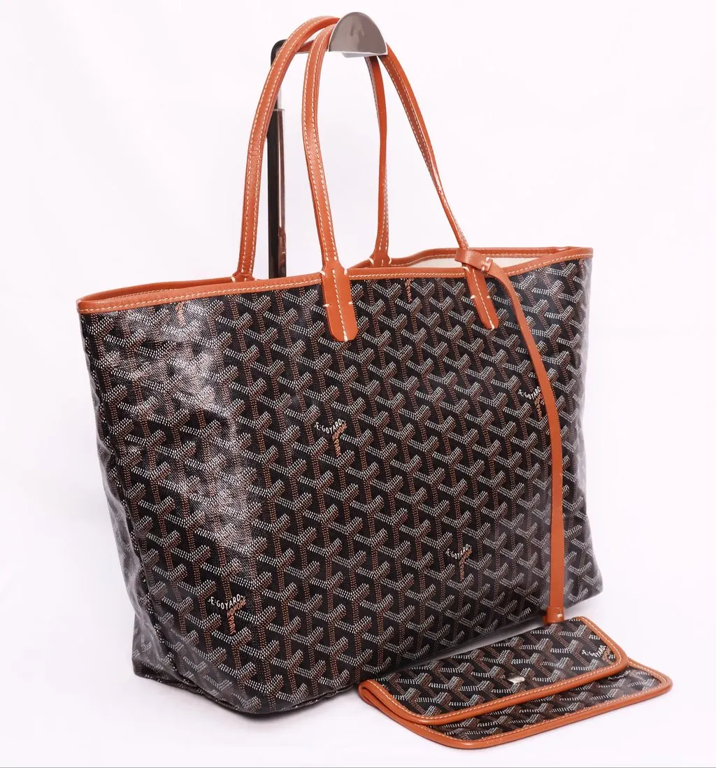 Goyard Saint Louis PM Tote Bag -Black & Tan Black Canvas Good - Box View