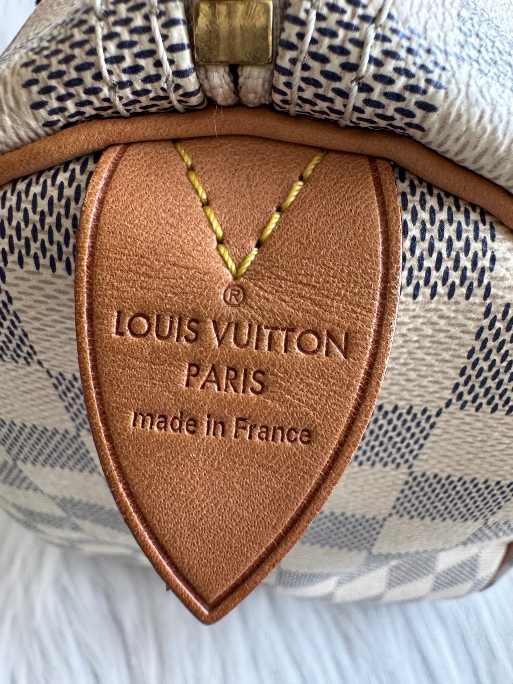 Louis Vuitton Damier Azur Speedy 30 Gold Leather | Pre-Owned