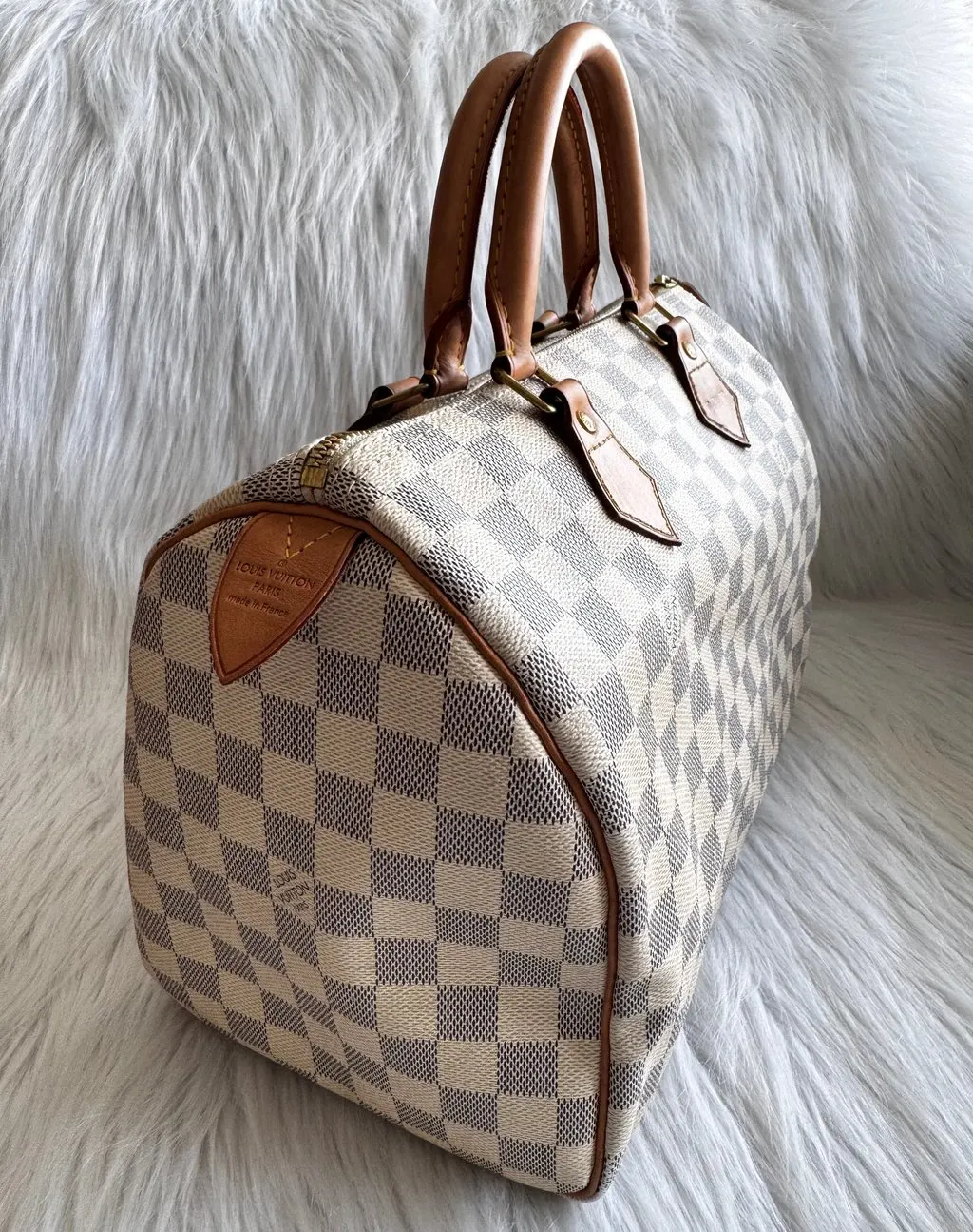 Louis Vuitton Damier Azur Speedy 30 Gold Leather Good - Box View
