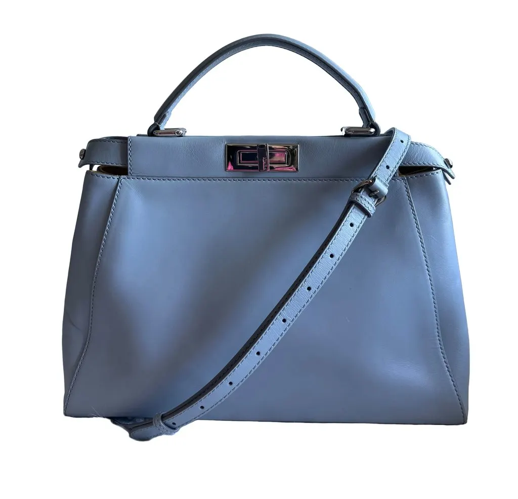 Fendi Medium Peekaboo Light Blue Blue Leather Very good - Front View