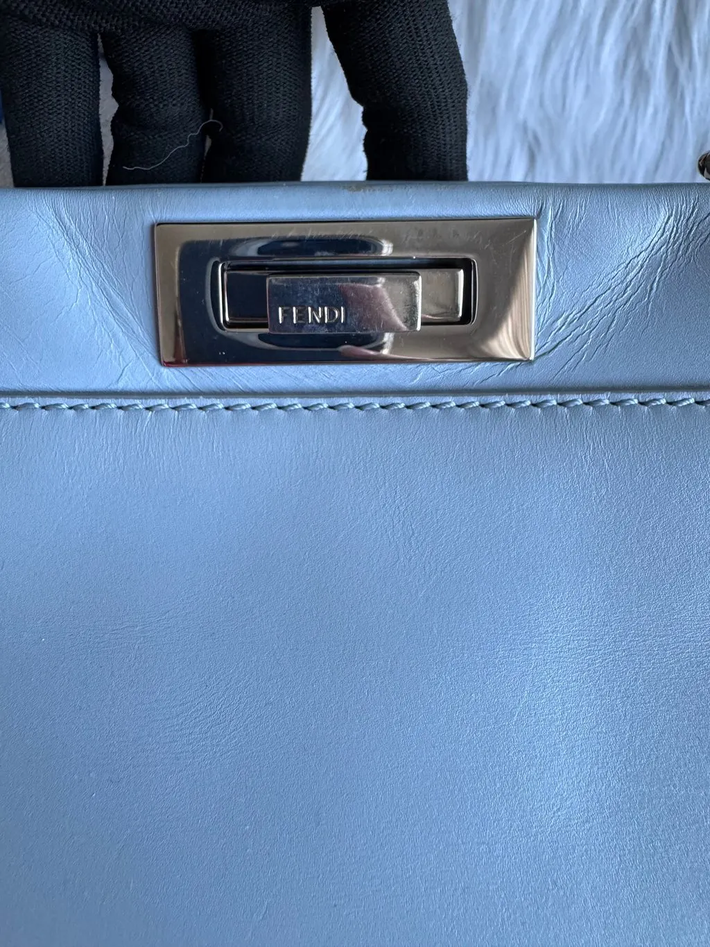 Fendi Medium Peekaboo Light Blue Blue Leather Very good - Box View