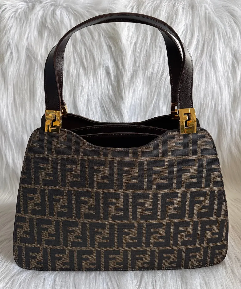 Fendi Zucca Canvas Shoulder Bag Brown Canvas Very good - Back View