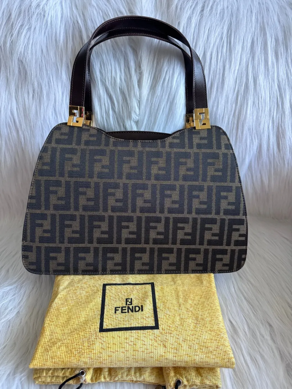 Fendi Zucca Canvas Shoulder Bag Brown Canvas Very good - Inside View