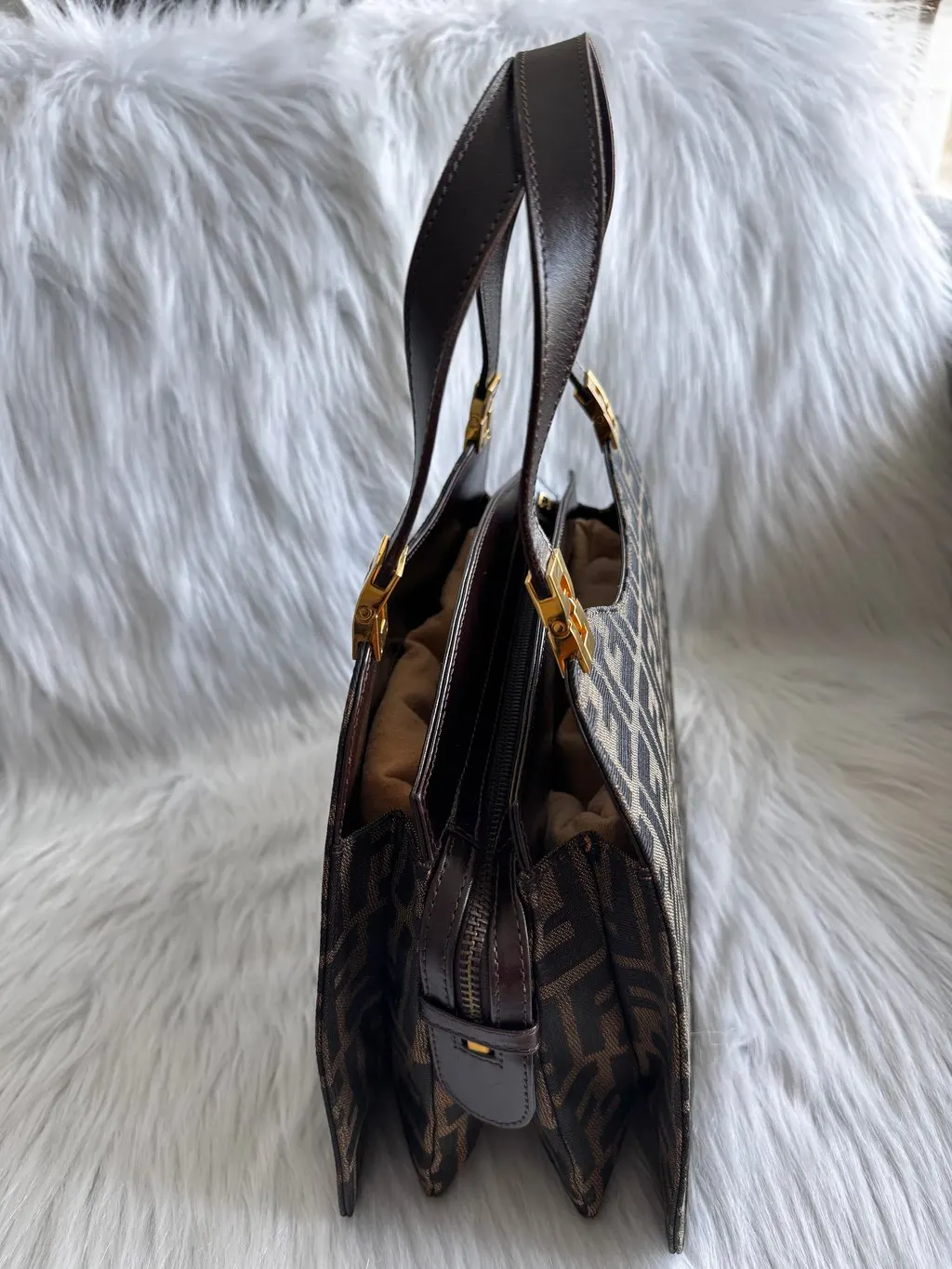 Fendi Zucca Canvas Shoulder Bag Brown Canvas Very good - Box View