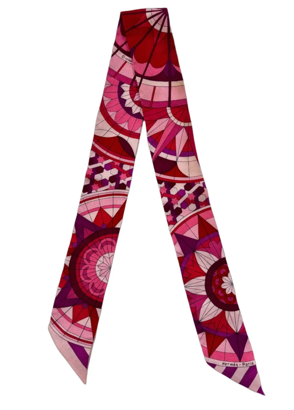 Hermès Twilly Pink & Red Red Silk Good - Front View