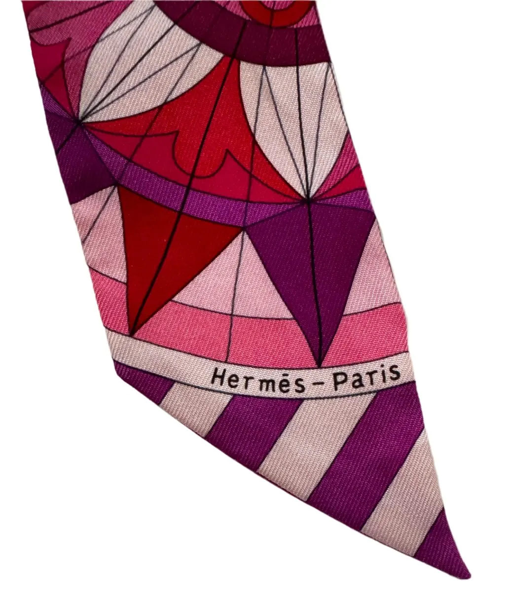 Hermès Twilly Pink & Red Red Silk Good - Back View