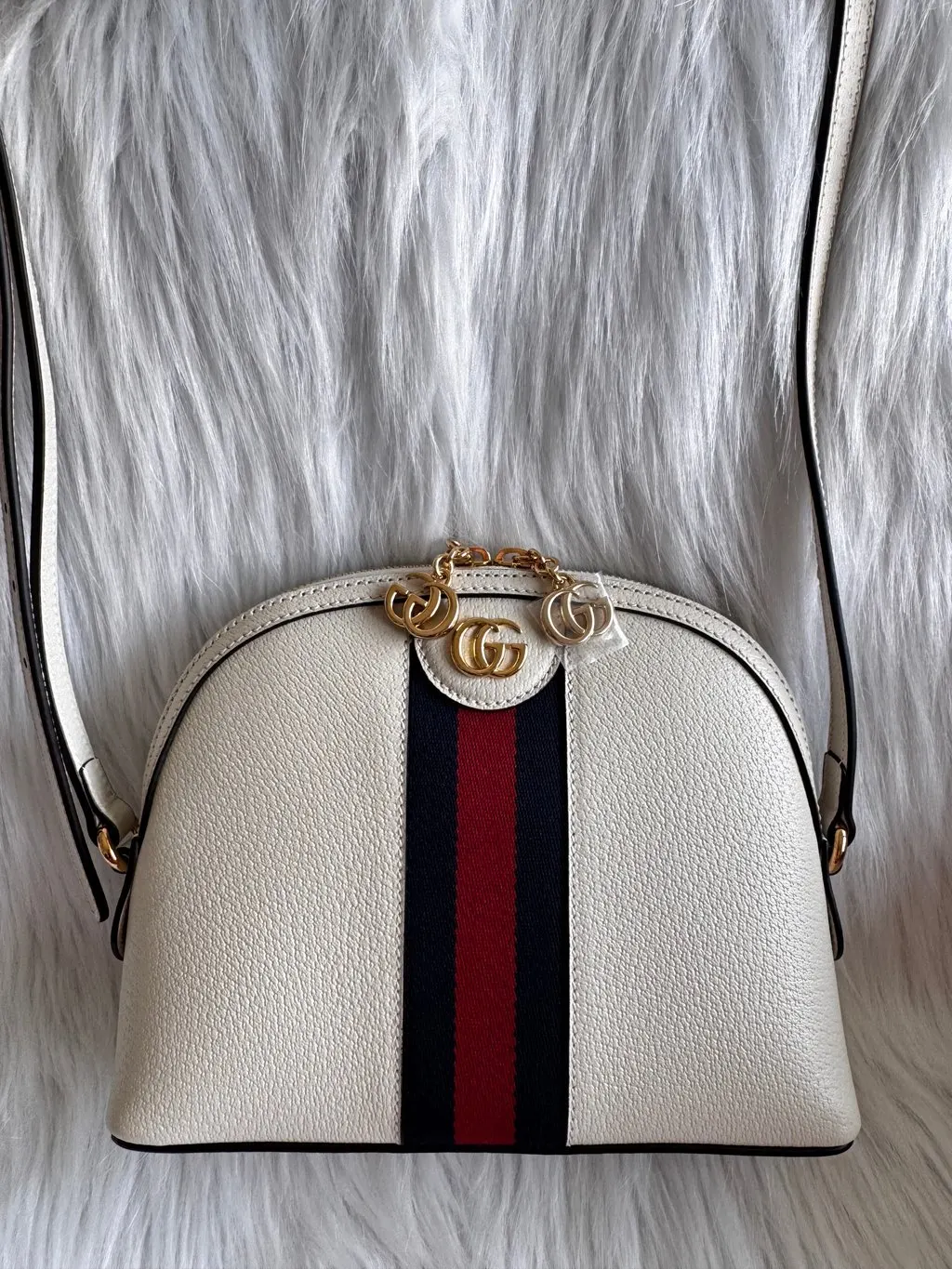 Gucci Mystic White Ophidia Dome Shoulder Small Bag White Leather Good - Back View