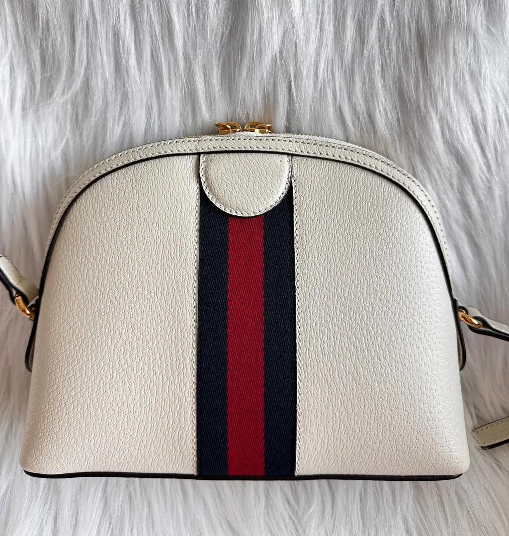 Gucci Mystic White Ophidia Dome Shoulder Small Bag White Leather Good - Inside View