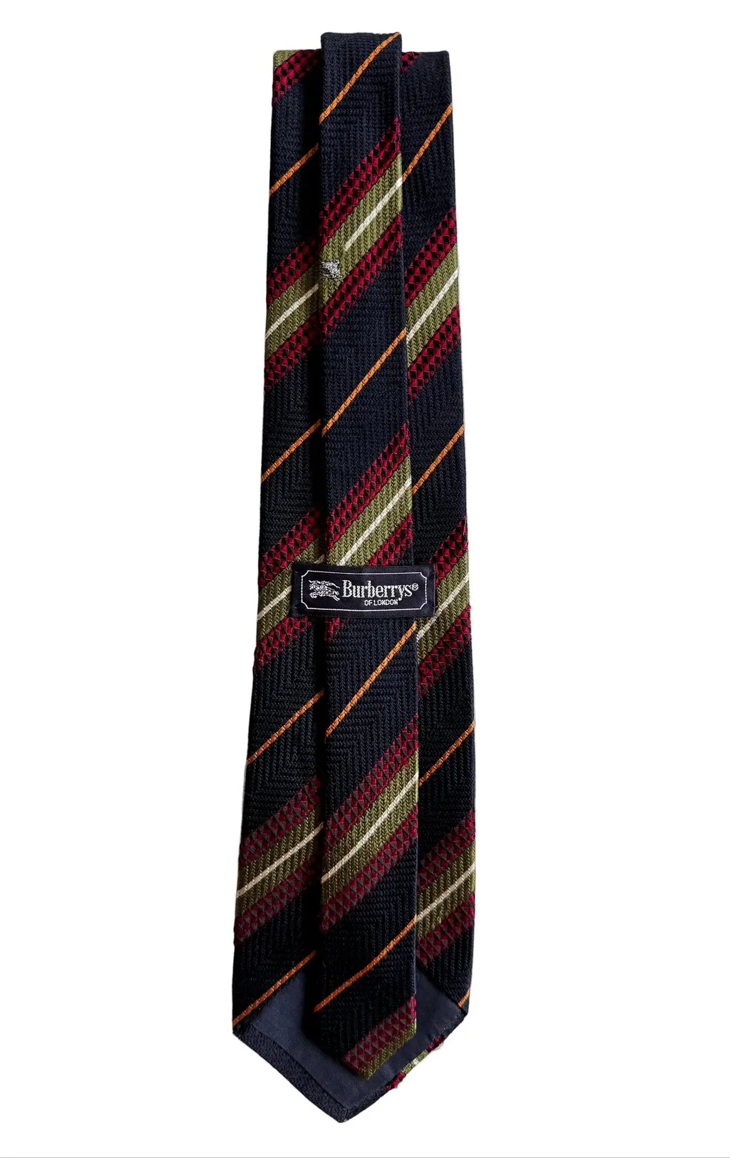 Burberry striped necktie Black Silk Good - Back View