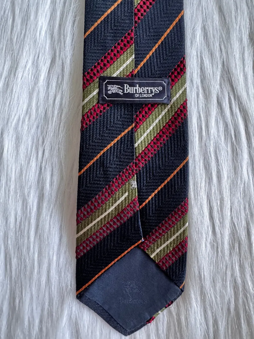 Burberry striped necktie Black Silk Good - Inside View