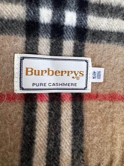 Burberry Check Brown Cashmere Fringed Muffler-01 Brown Wool Never worn - Inside View