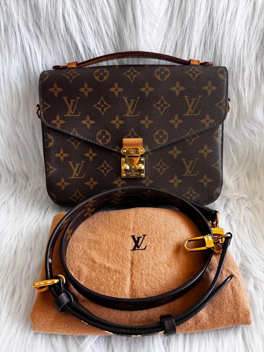 Louis Vuitton Monogram Pochette Metis Gold Canvas Good - Back View
