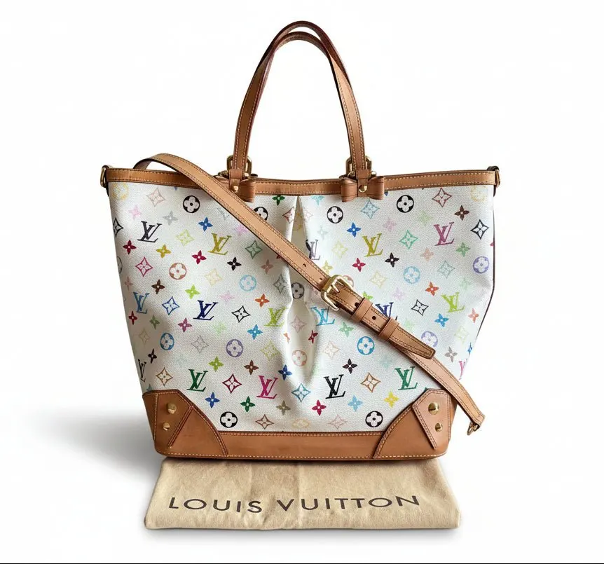 Louis Vuitton White Multicolor Monogram  Sharleen GM White Canvas Good - Back View