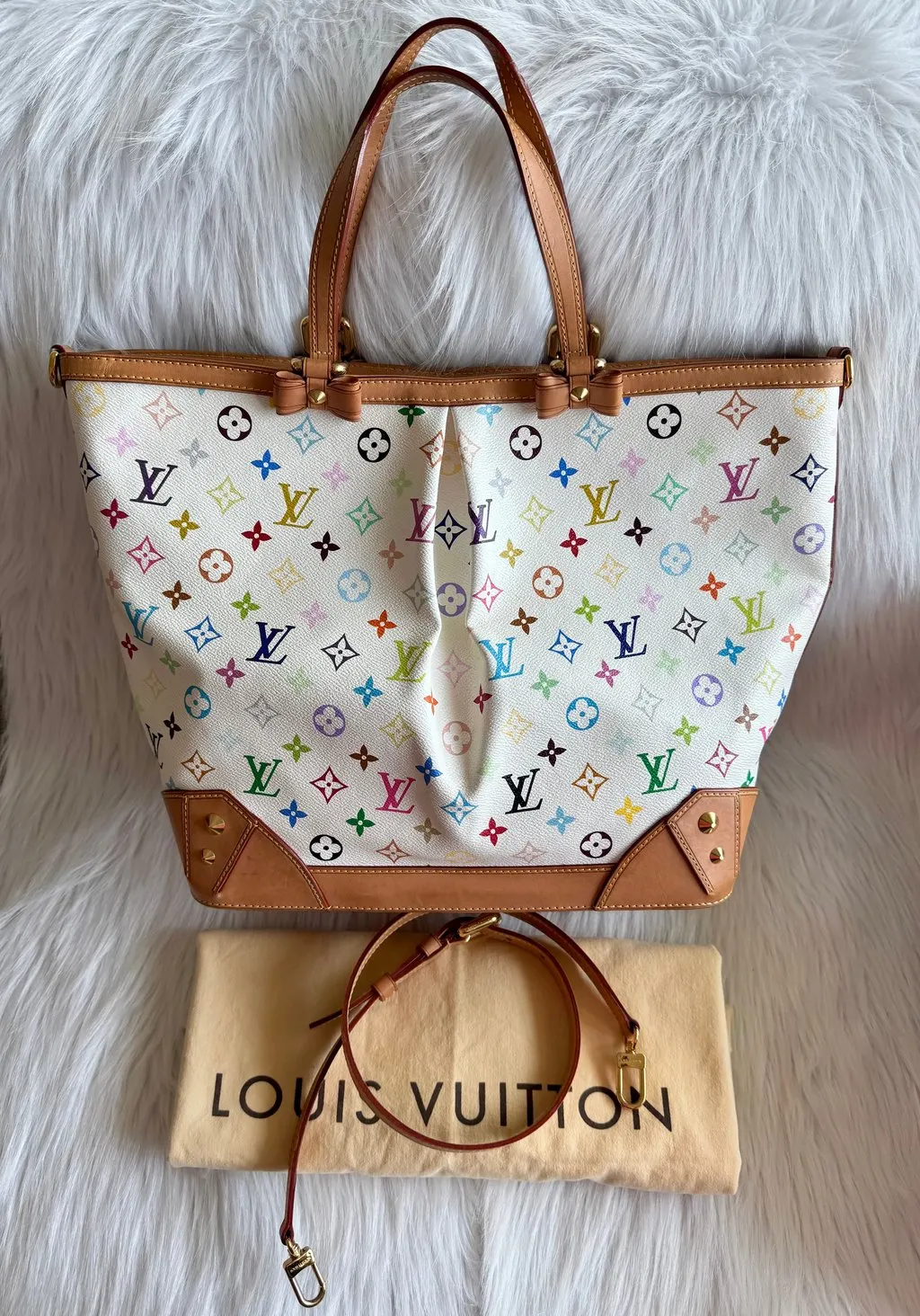 Louis Vuitton White Multicolor Monogram  Sharleen GM White Canvas Good - Inside View